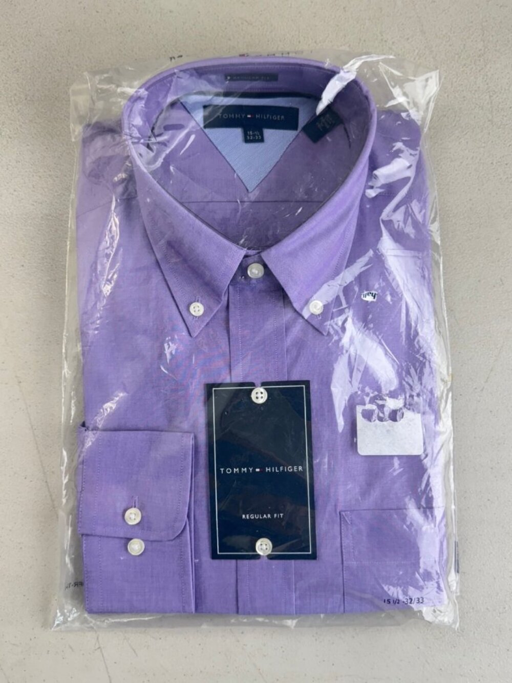 Tommy Hilfiger Dress Shirt Size 15.5 32-33 NWT Cotton Purple Regular Fit